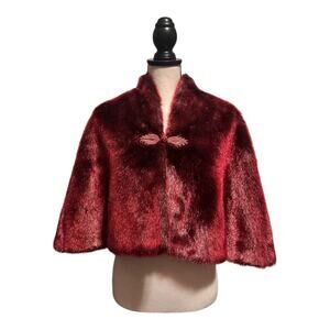 Terry Lewis Classic Luxuries Deep Red Faux Fur Capelet